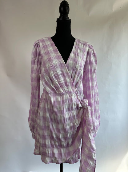 PURPLE GINGHAM MABLE Women's Dresses, MEDIUM