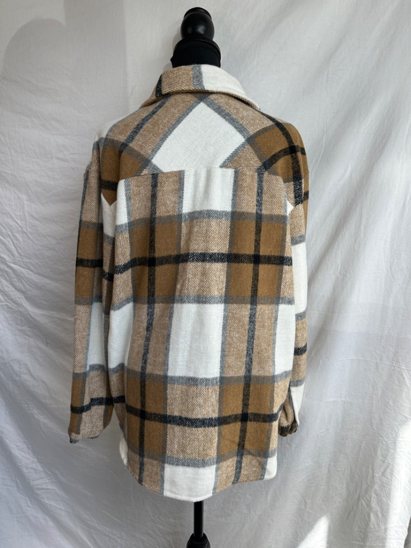 BROWN PLAID PRICELESS Women's Outerwear, MEDIUM