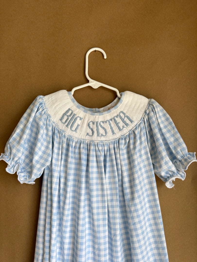 BLUE GINGHAM BIG SISTER LITTLE BEAR SMOCKS Children's, 3T