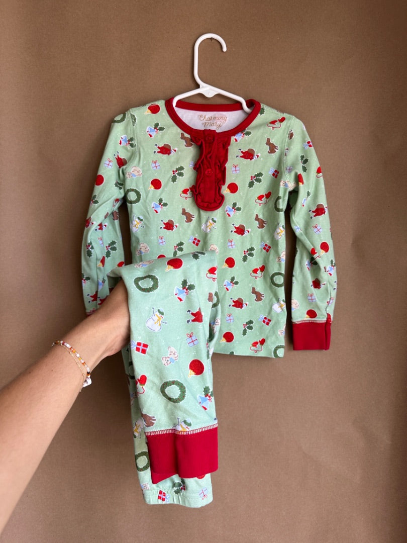 GREEN/RED GIRLS CHRISTMAS PAJAMAS CHARMING MARY Children's, 5