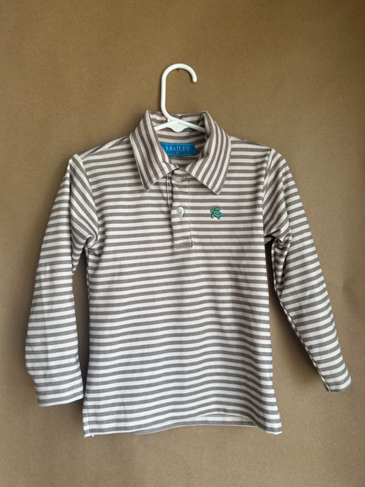 BROWN/BEIGE STRIPED LONG SLEEVE POLO BAILEY BOYS Children's, 2T