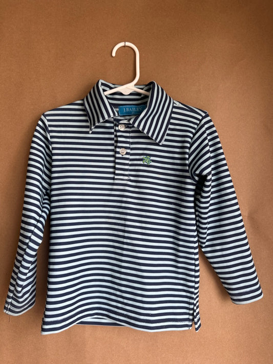 BLUE/NAVY STRIPED LONG SLEEVE POLO BAILEY BOYS Children's, 2T