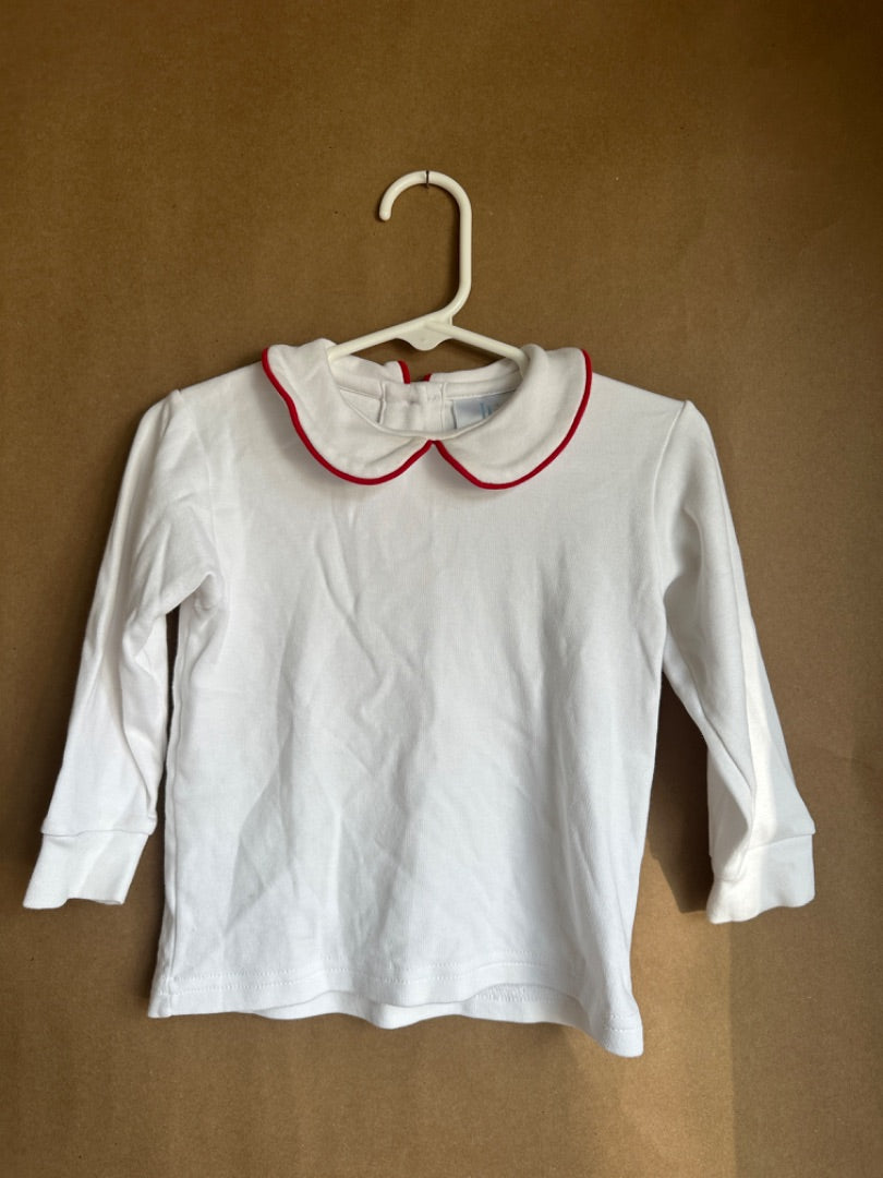 WHITE/RED COLLARED LONG SLEEVE LITTLE ENGLISH Children's, 2T