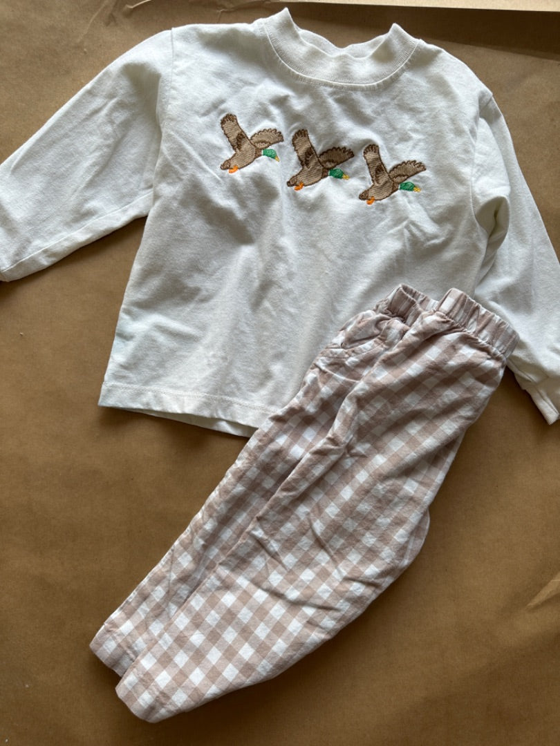 DUCK SET/GINGHAM PANTS AND LONG SLEEVE SHIRT LITTLE ENGLISH Children's, 2T