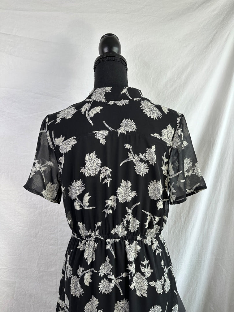 BLACK/WHITE FLORAL LULU'S Women's Dresses, SMALL