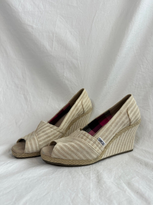 Beige Striped TOM'S Women's Shoes, 8