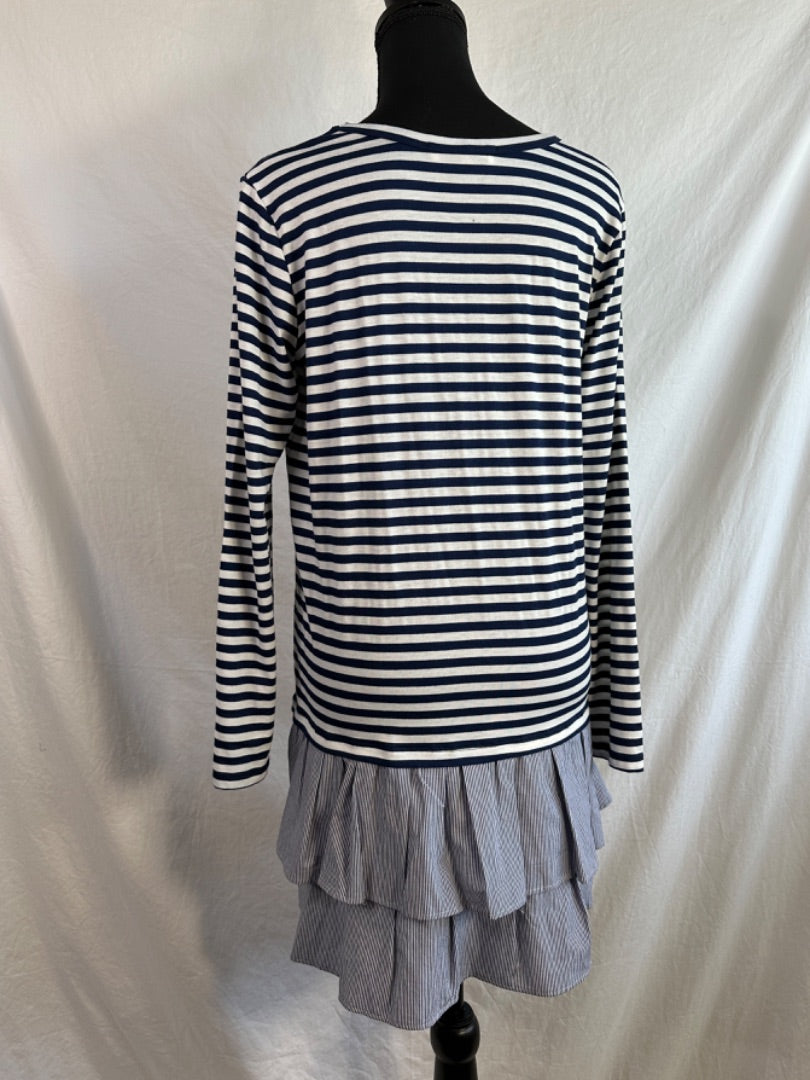 NAVY/WHITE STRIPED CLU TOO Women's Dresses, SMALL