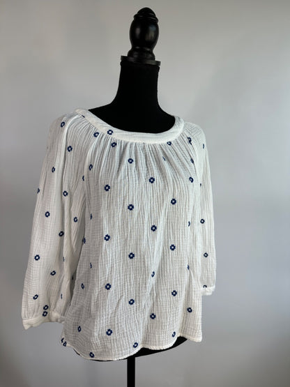 WHITE/BLUE MADEWELL Women's Tops, SMALL