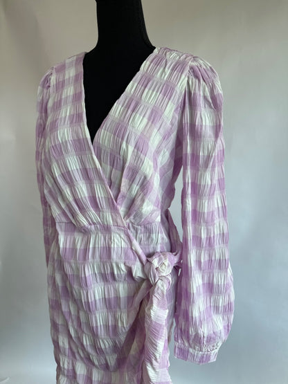 PURPLE GINGHAM MABLE Women's Dresses, MEDIUM